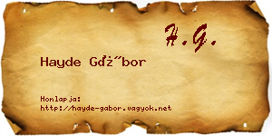 Hayde Gábor névjegykártya